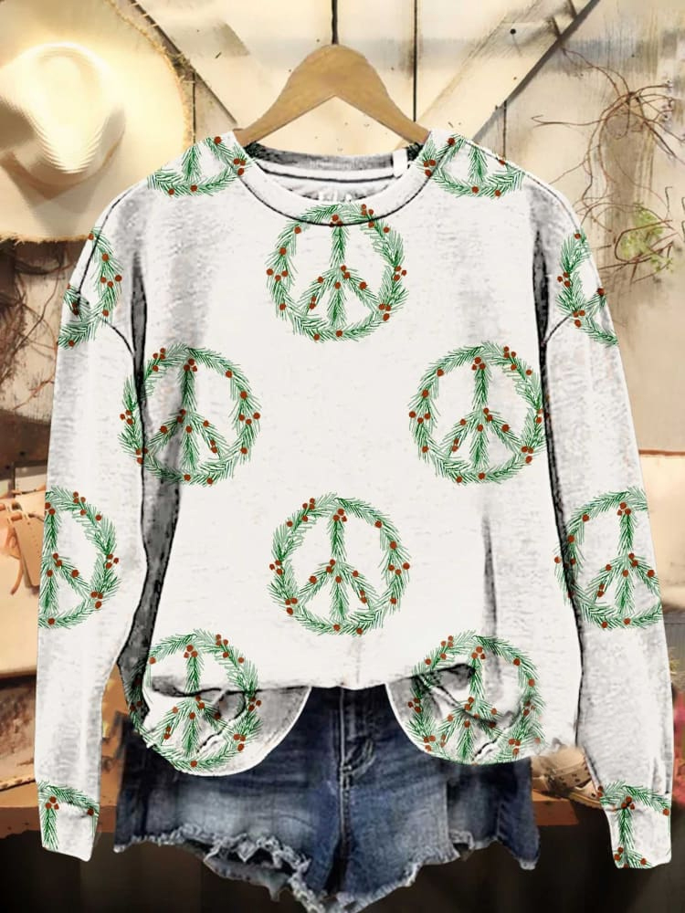 Christmas Peace Sign Casual Sweatshirt