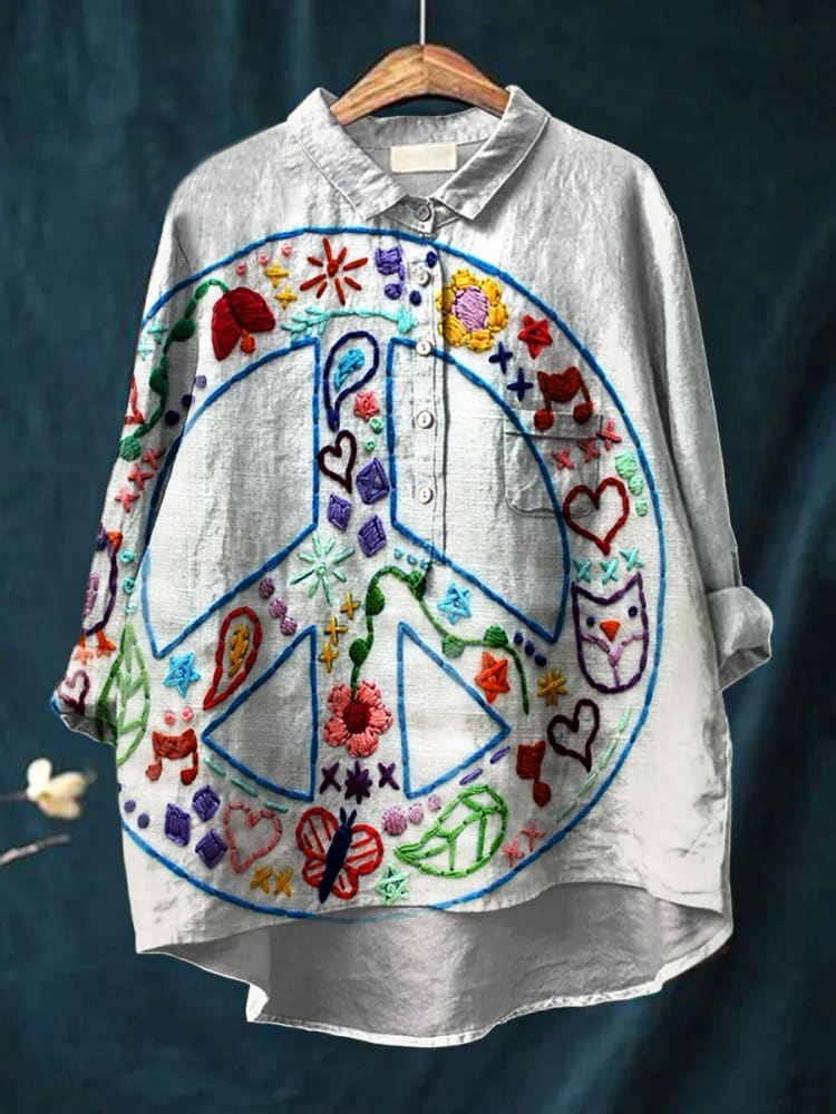 Women's Vintage Peace Art Print Casual Clothes