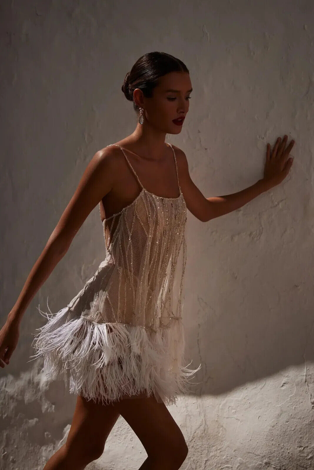 Tassel Mesh Sequin Suspender Mini Party Dress