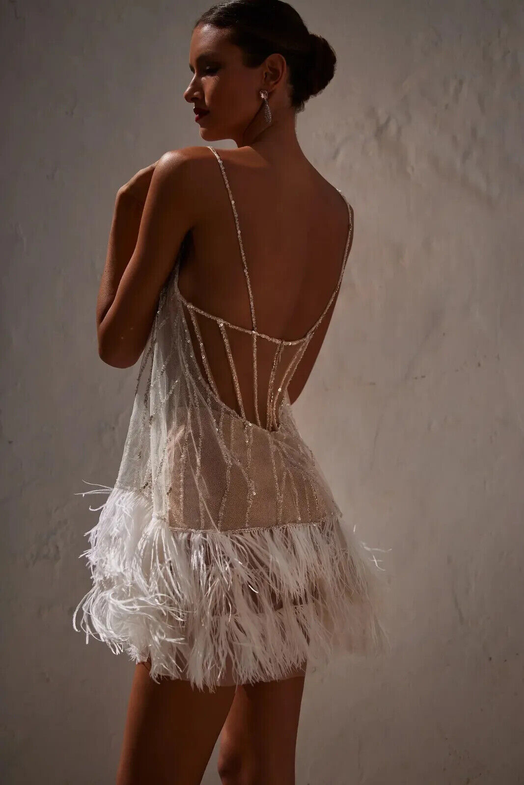 Tassel Mesh Sequin Suspender Mini Party Dress