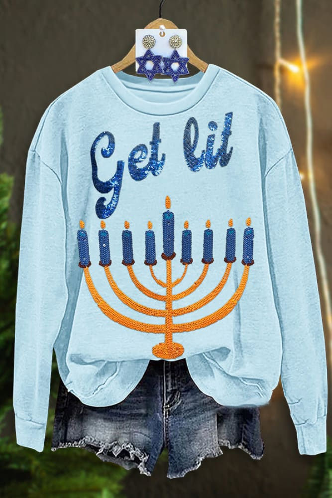 Classic Hanukkah Sequin Long Sleeve Top