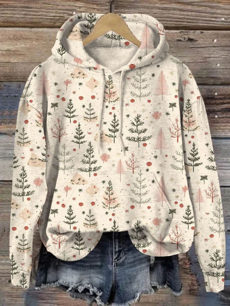 Lovely Christmas Tree Art Print Casual Hoodie Sweatshirt