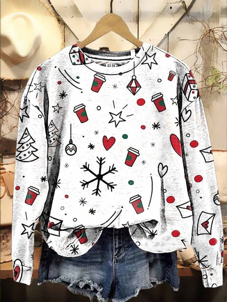 Merry Christmas cartoon snowflake Christmas ball Casual  Sweatshirt