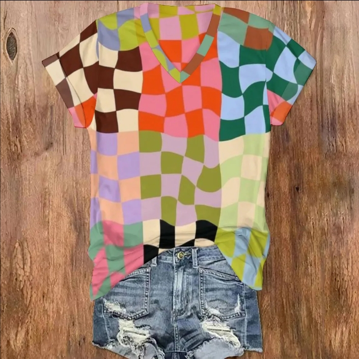 Women's Plaid Colorblock Print Casual Clothes