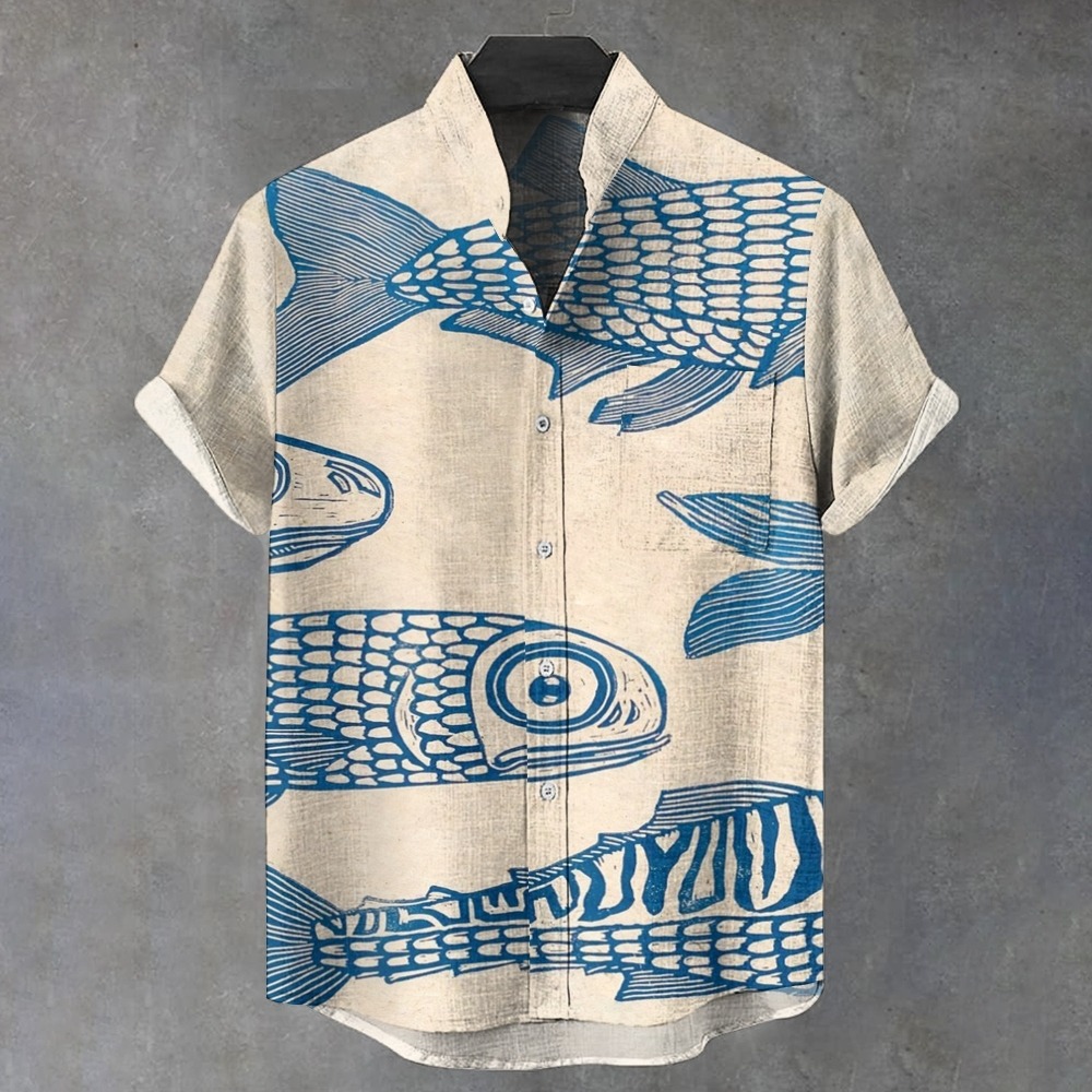 Women's Vintage Fish Sardines Art Print Flowy Clothes