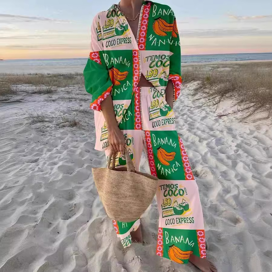 Holiday Checkered Colorblock Print Two-Piece Set