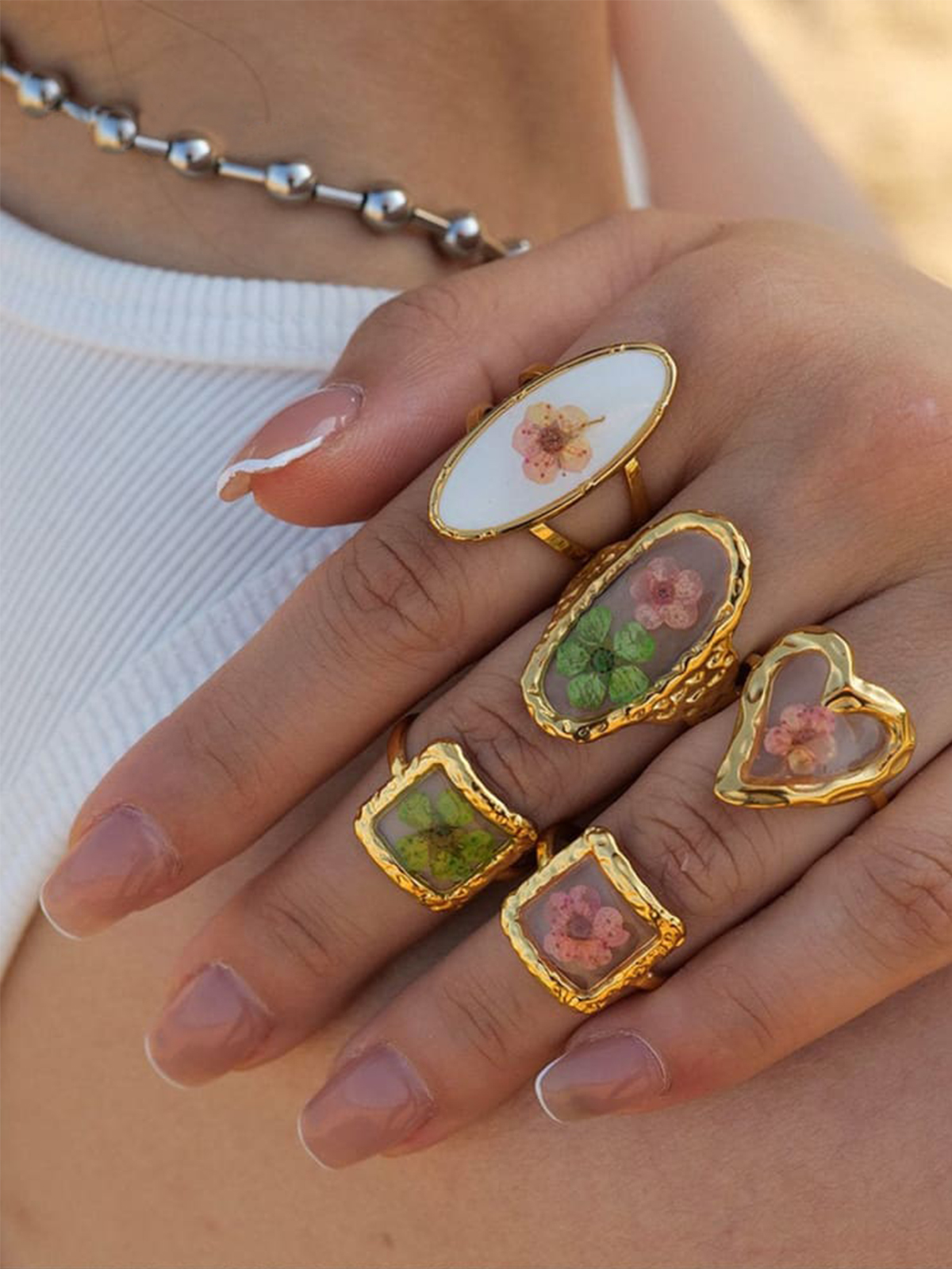 Aeon Flower Stainless Steel Ring