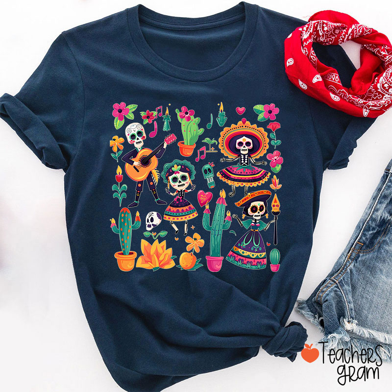 Day Of The Dead Floral Spanish Teacher T-Shirt