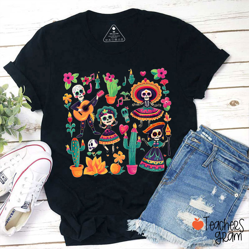 Day Of The Dead Floral Spanish Teacher T-Shirt
