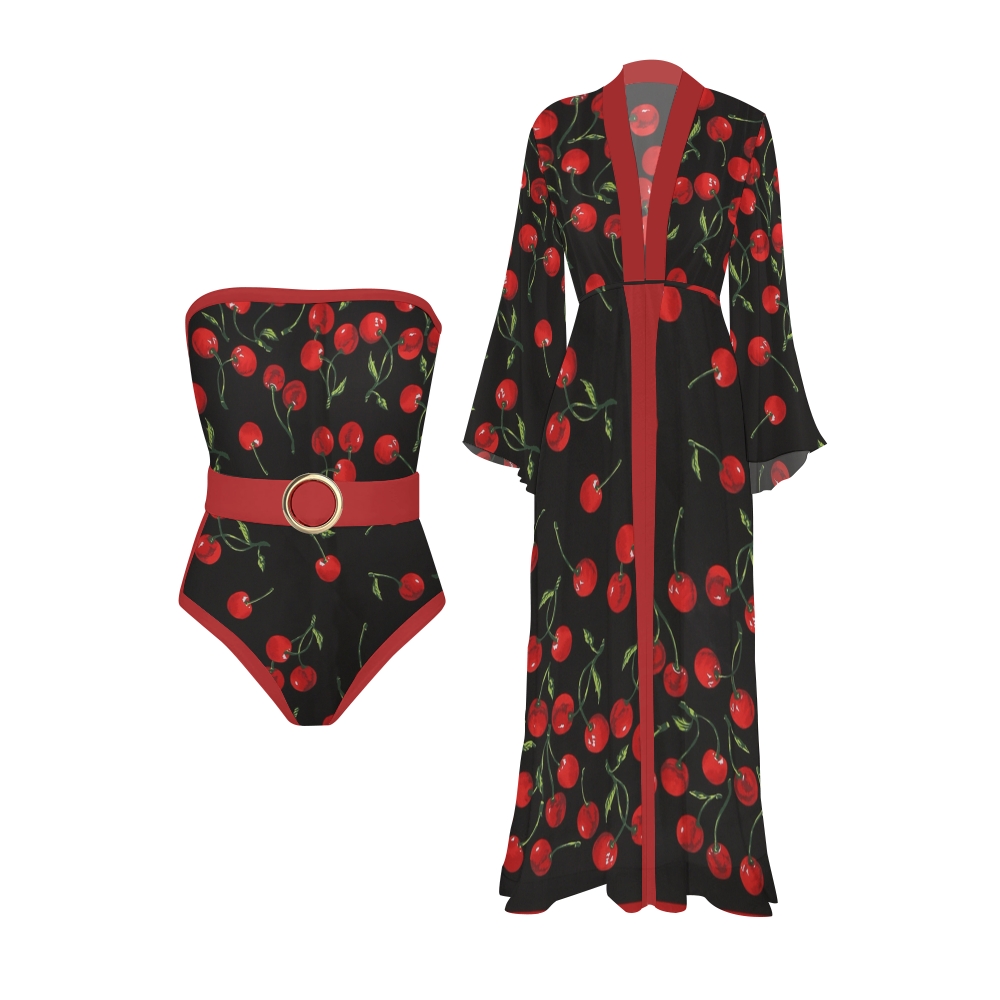 Bandeau Printed One Piece With Kimono 2403000136