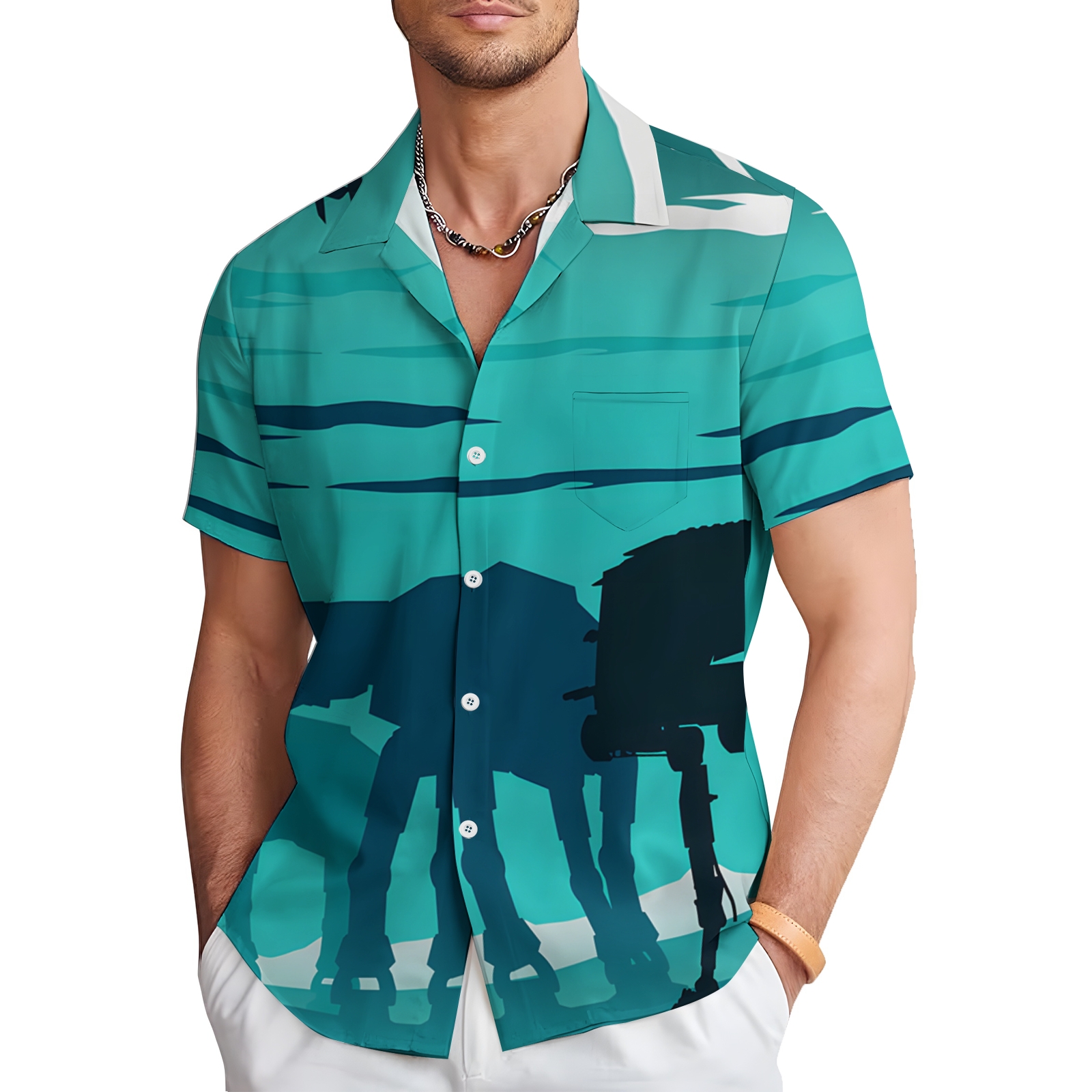 Men's Hawaiian Casual Short Sleeve Shirt 2404001857