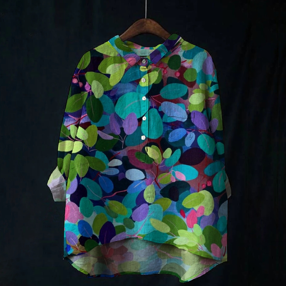 Women's Print Casual Cotton And Linen Shirt