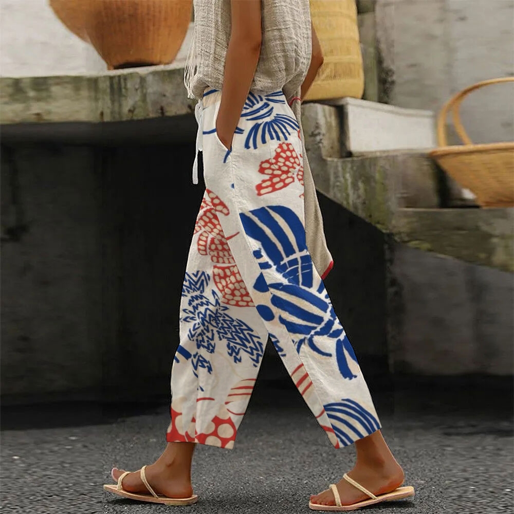 Lobster Printed Women's 100%Cotton Casual Pants