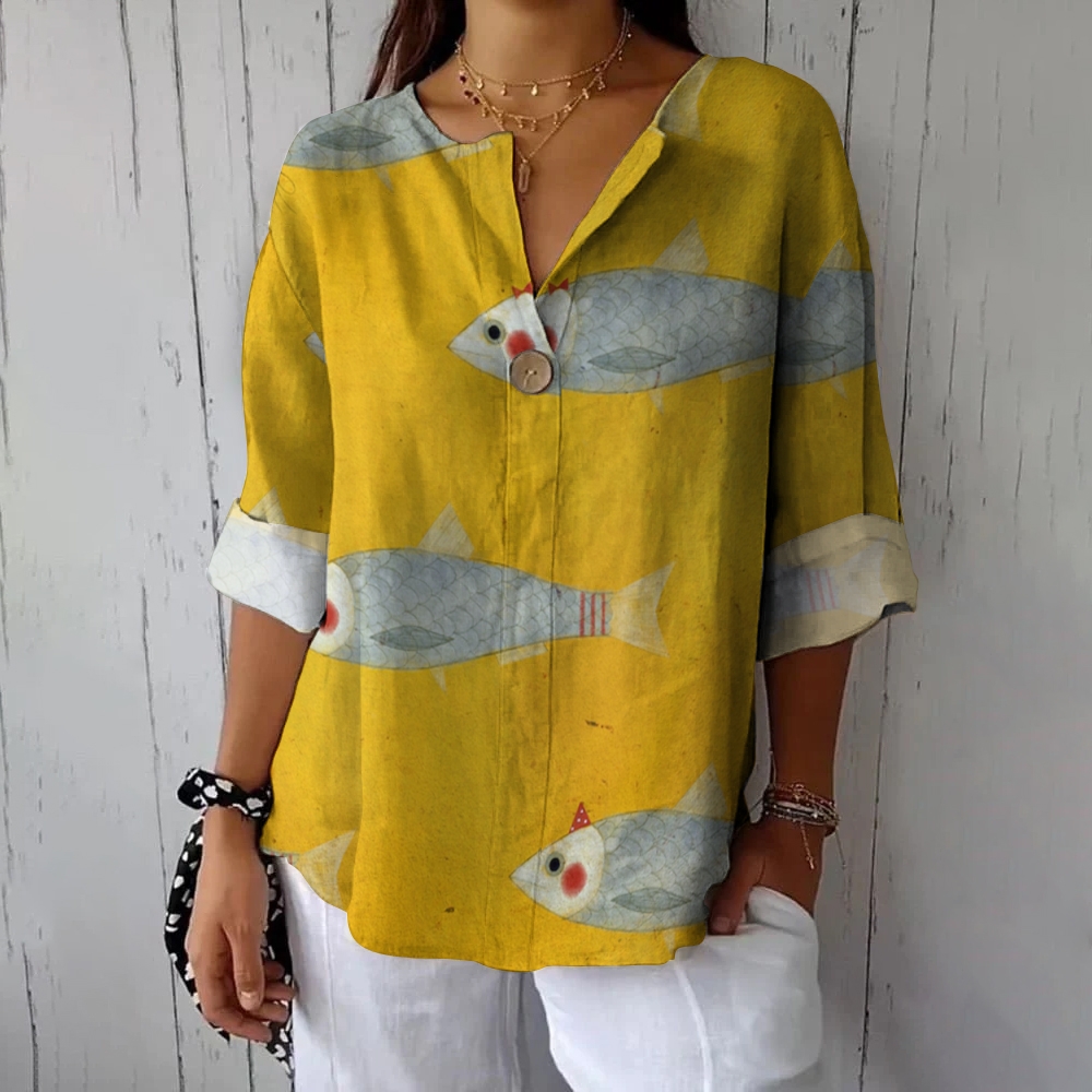 Women's Casual Cotton Linen Shirt 2407003027