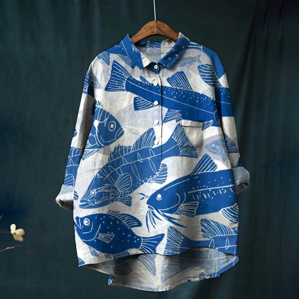 Women's Print Casual Linen Shirt