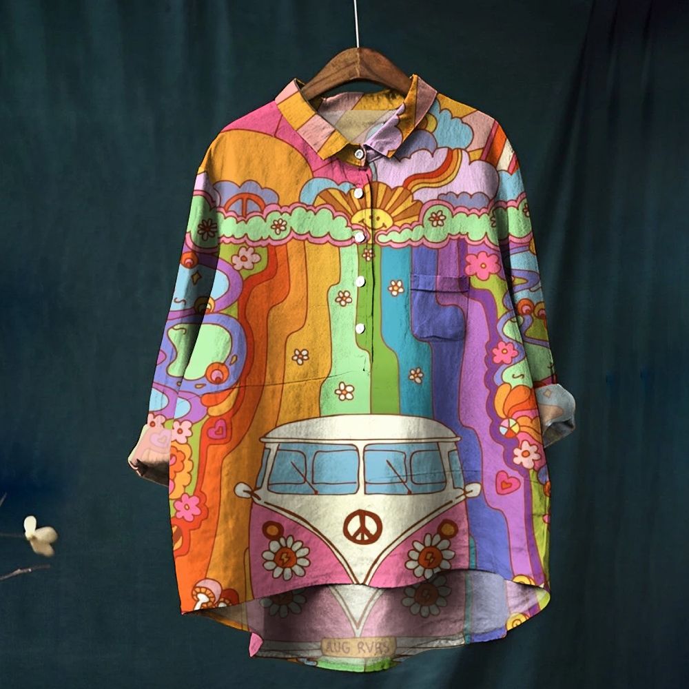 Women's Print Casual Linen Shirt