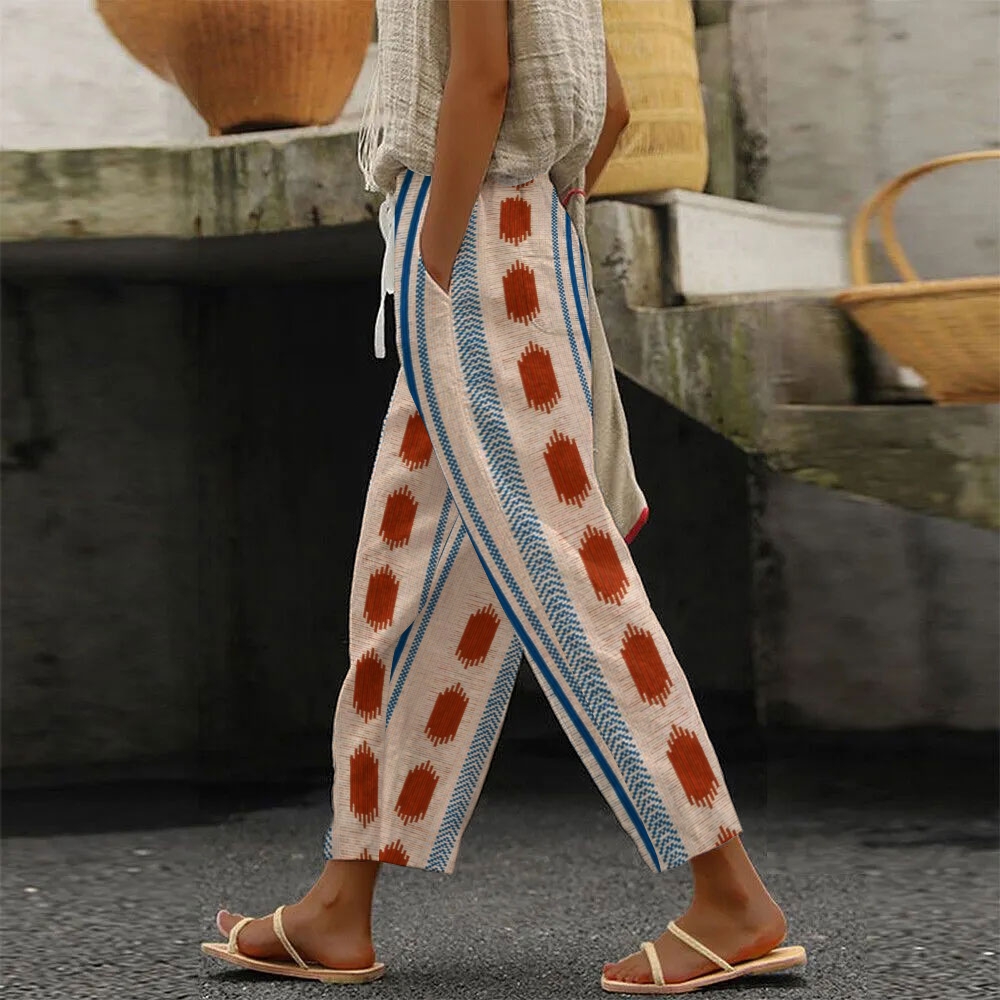 Women's Striped Design Printed Trousers