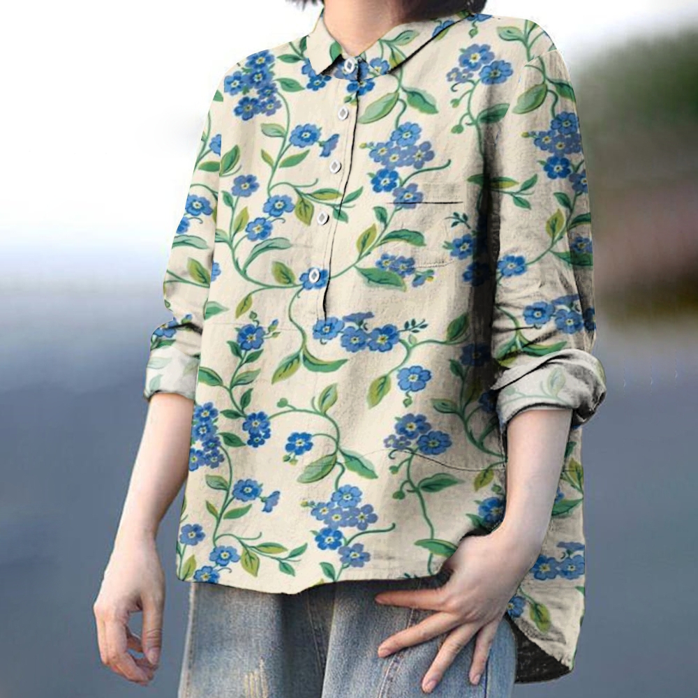 Women's Print Casual Linen Shirt