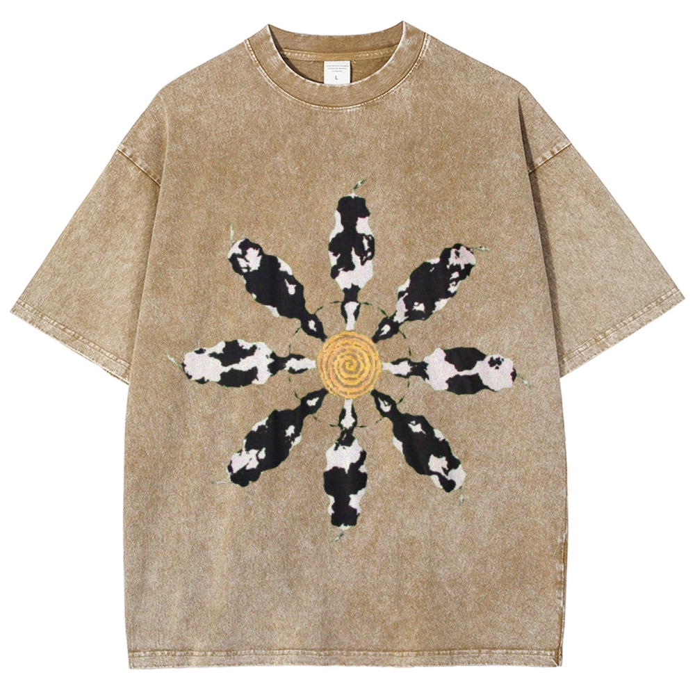 Cow Circle Unisex Vintage Washed Tee