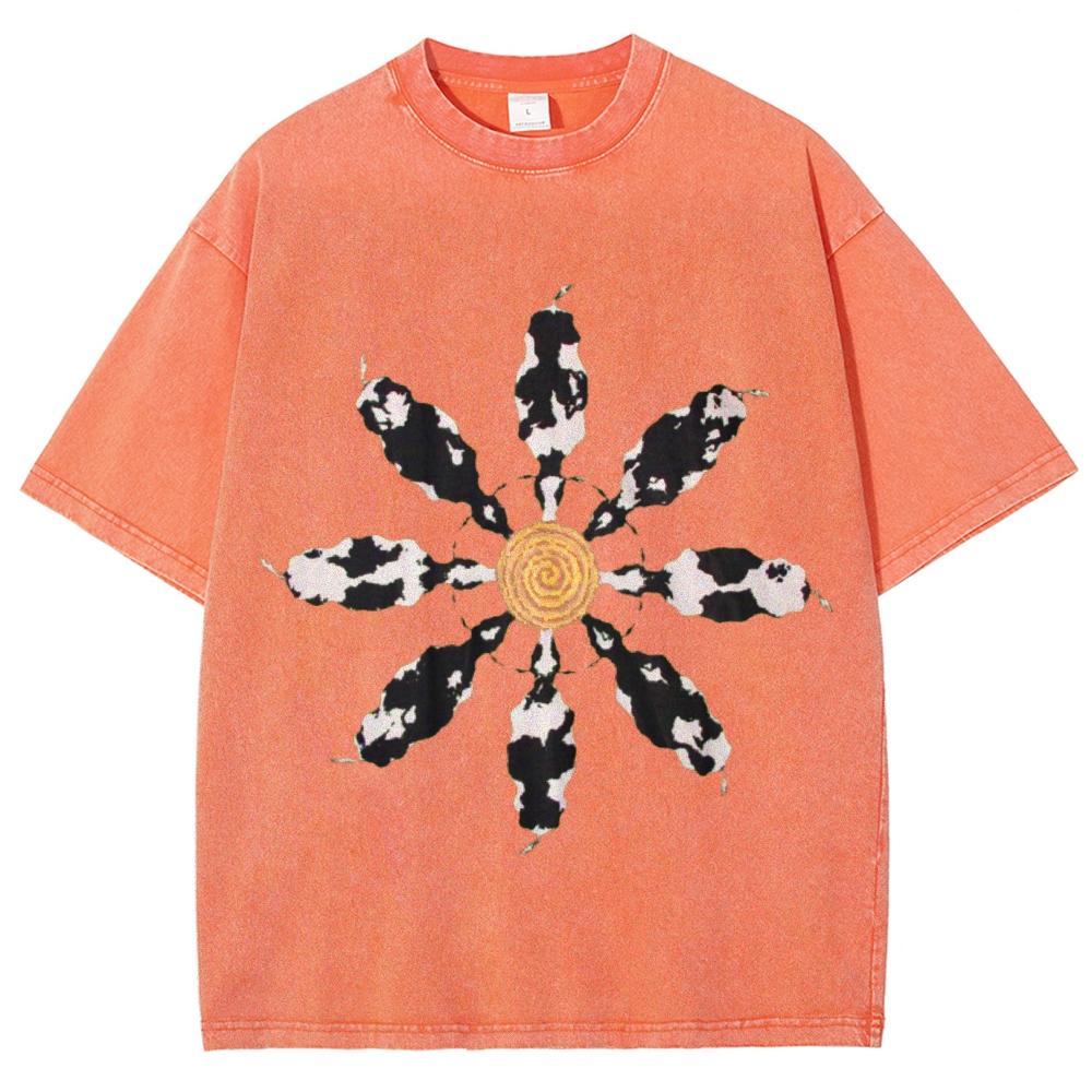 Cow Circle Unisex Vintage Washed Tee