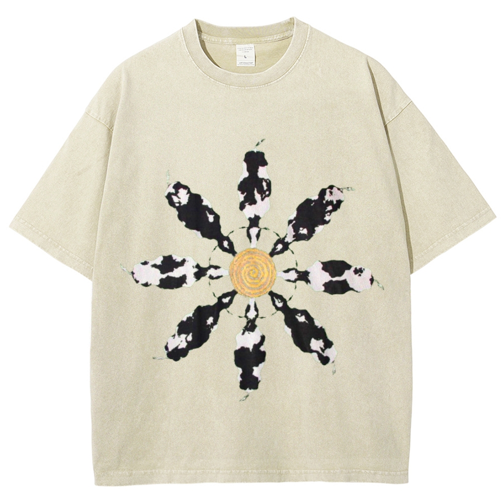 Cow Circle Unisex Vintage Washed Tee