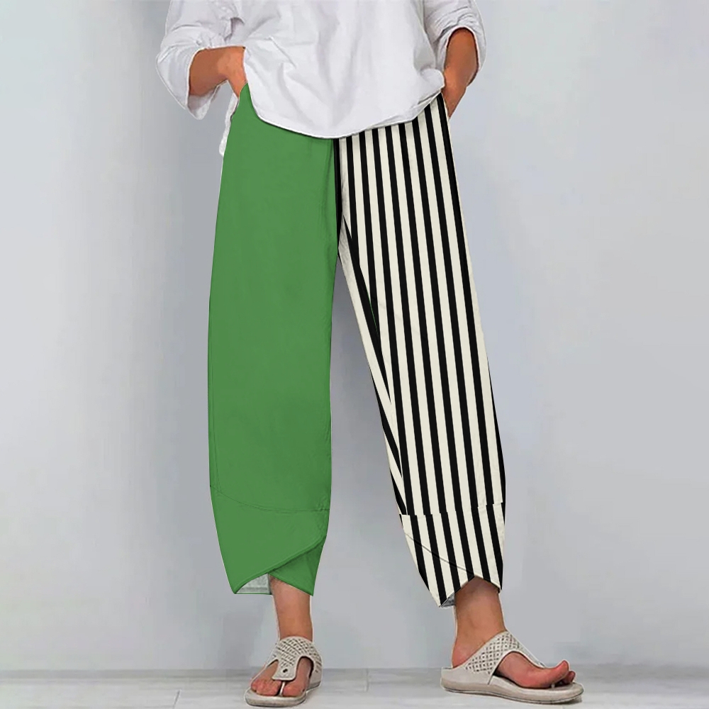 Women's Casual Printed Cotton And Linen Pants