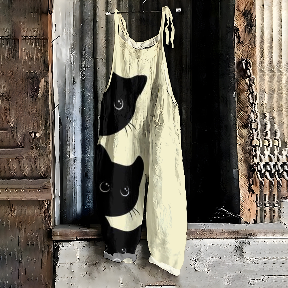 Women's Casual Printed Cotton And Linen Jumpsuit