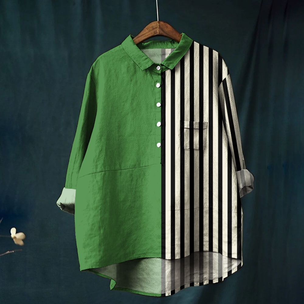 Women's Print Casual Cotton And Linen Shirt