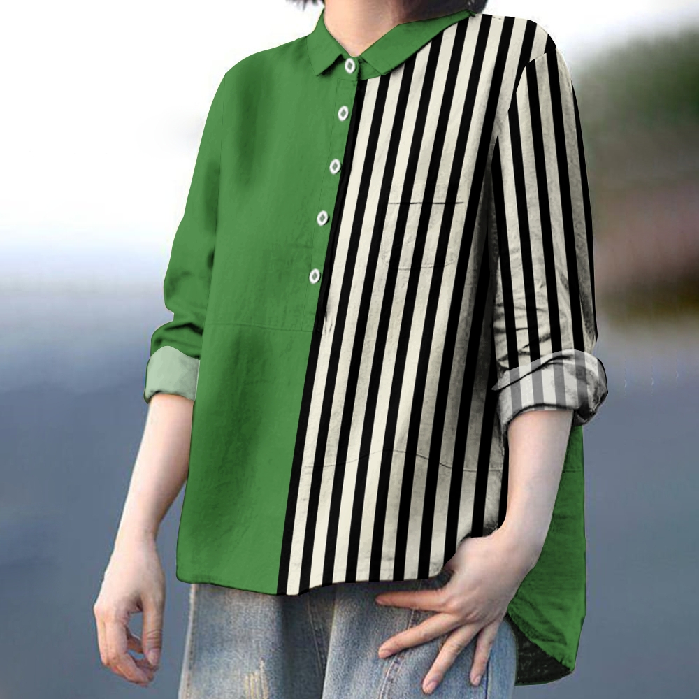 Women's Print Casual Cotton And Linen Shirt