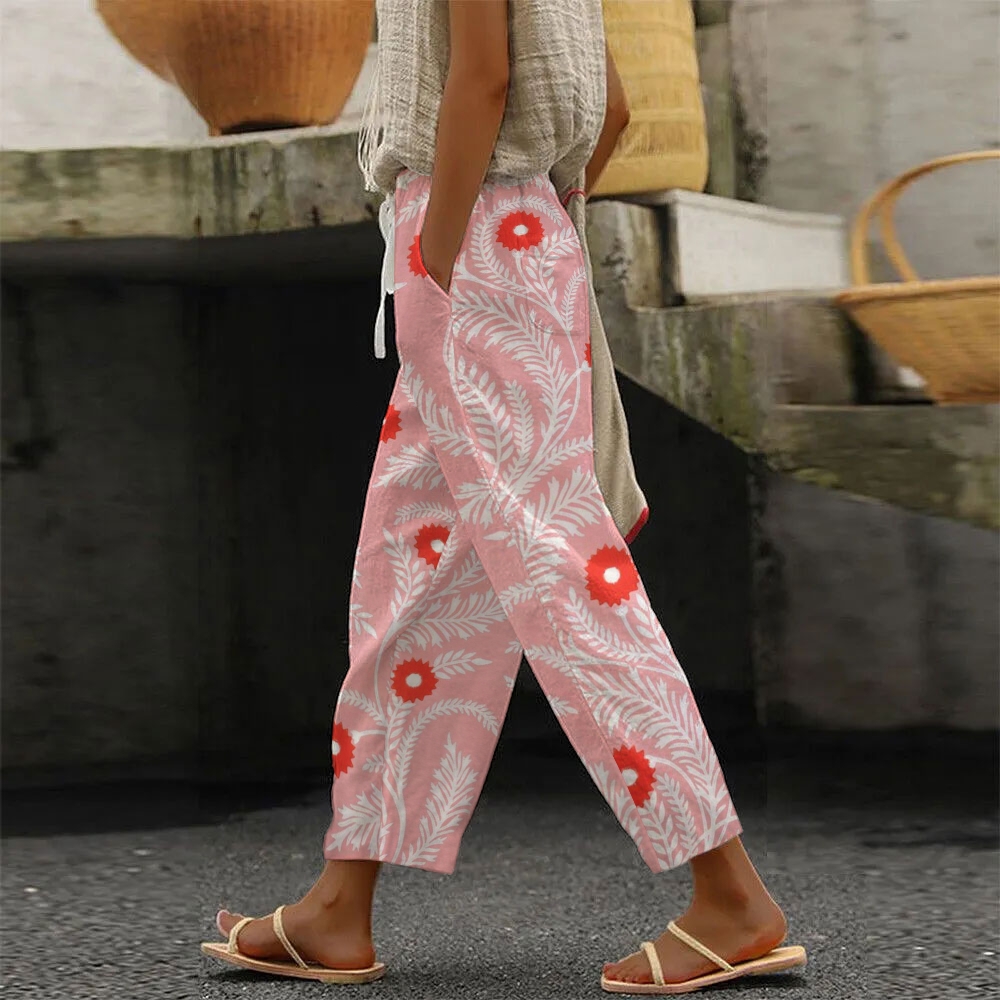 Women's Vintage Flowers Printed Casual Pants