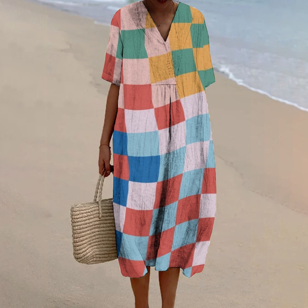 Women's Print Flowy Linen Dress
