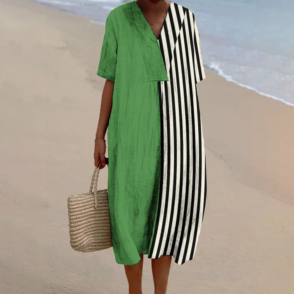 Women's Print Flowy Linen Dress 2408006108