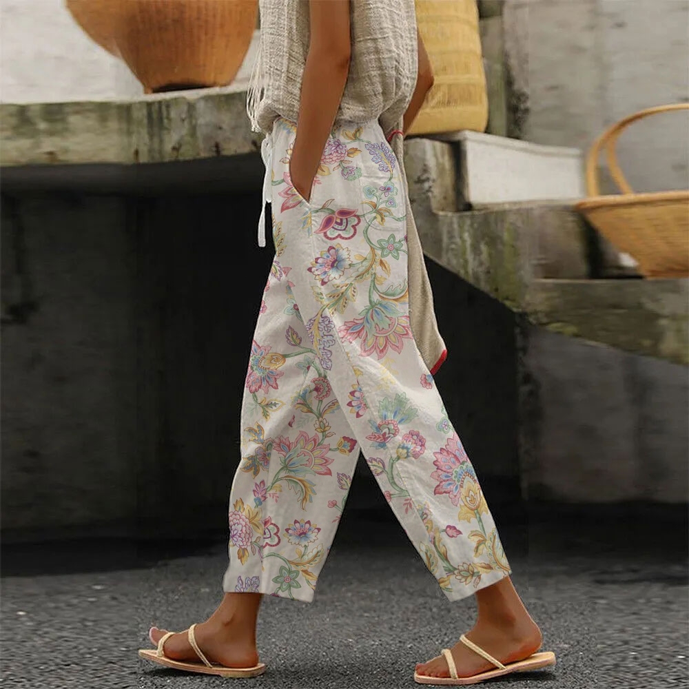 Women's Vintage Flower Printed Casual Pants