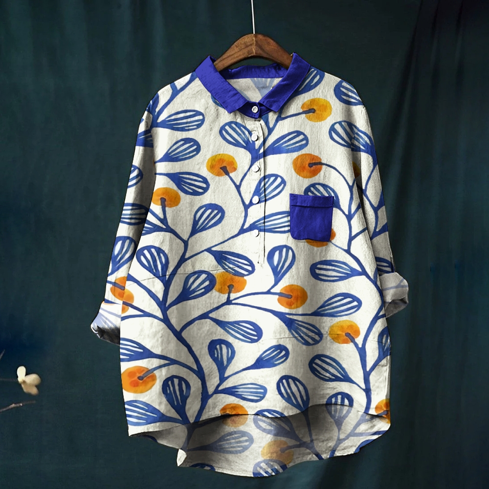 Women's Print Casual Cotton And Linen Shirt