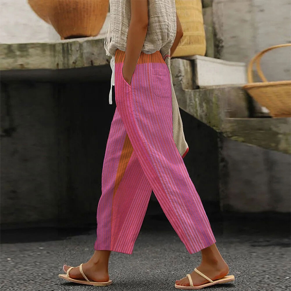 Women's Stripe Print Trousers