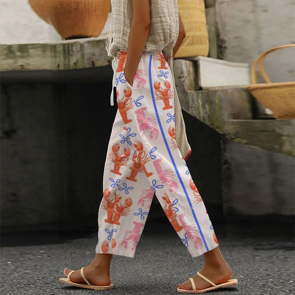 Women's Lobster Printed Casual Pants