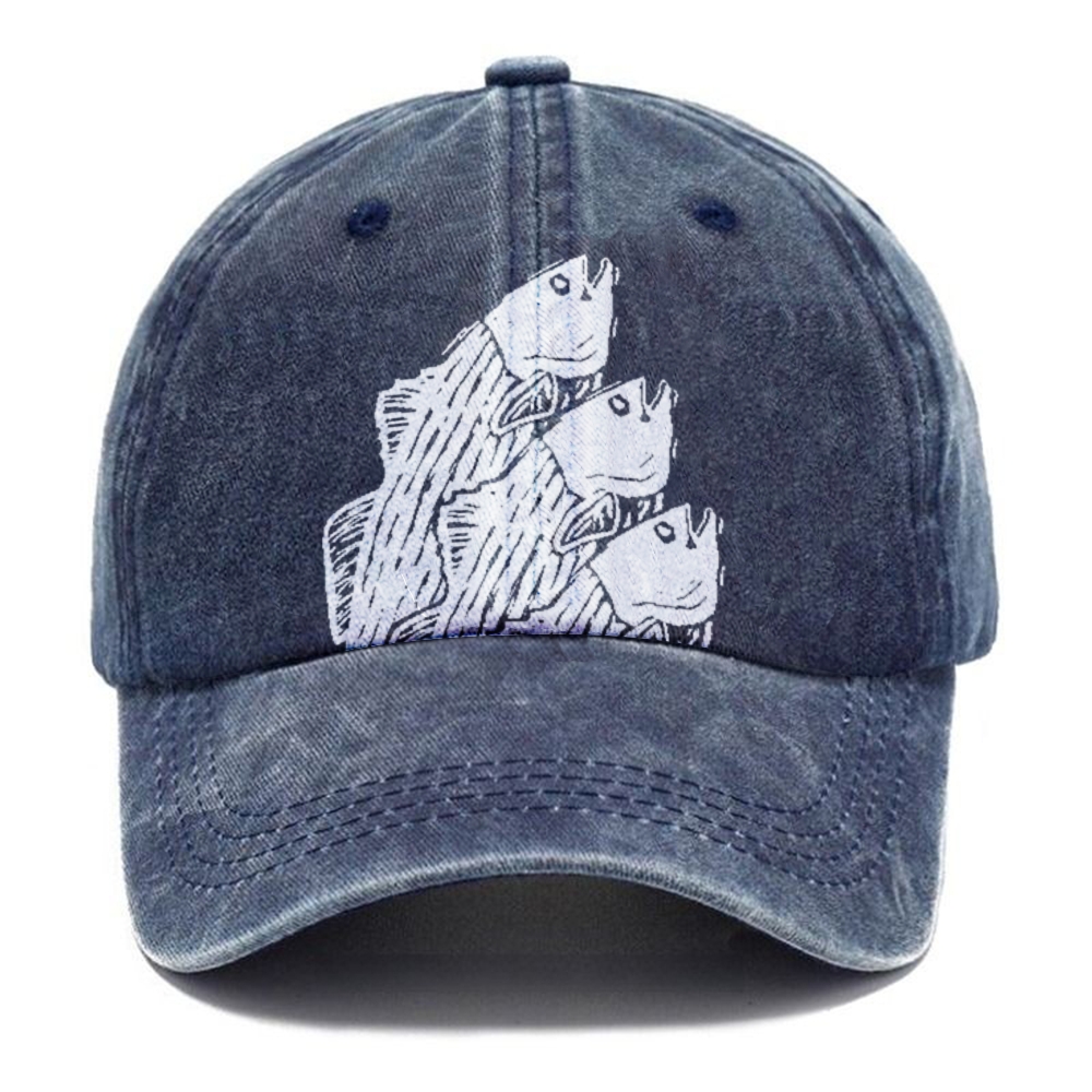 Unisex Vintage Casual Fish Printed Washed Cap