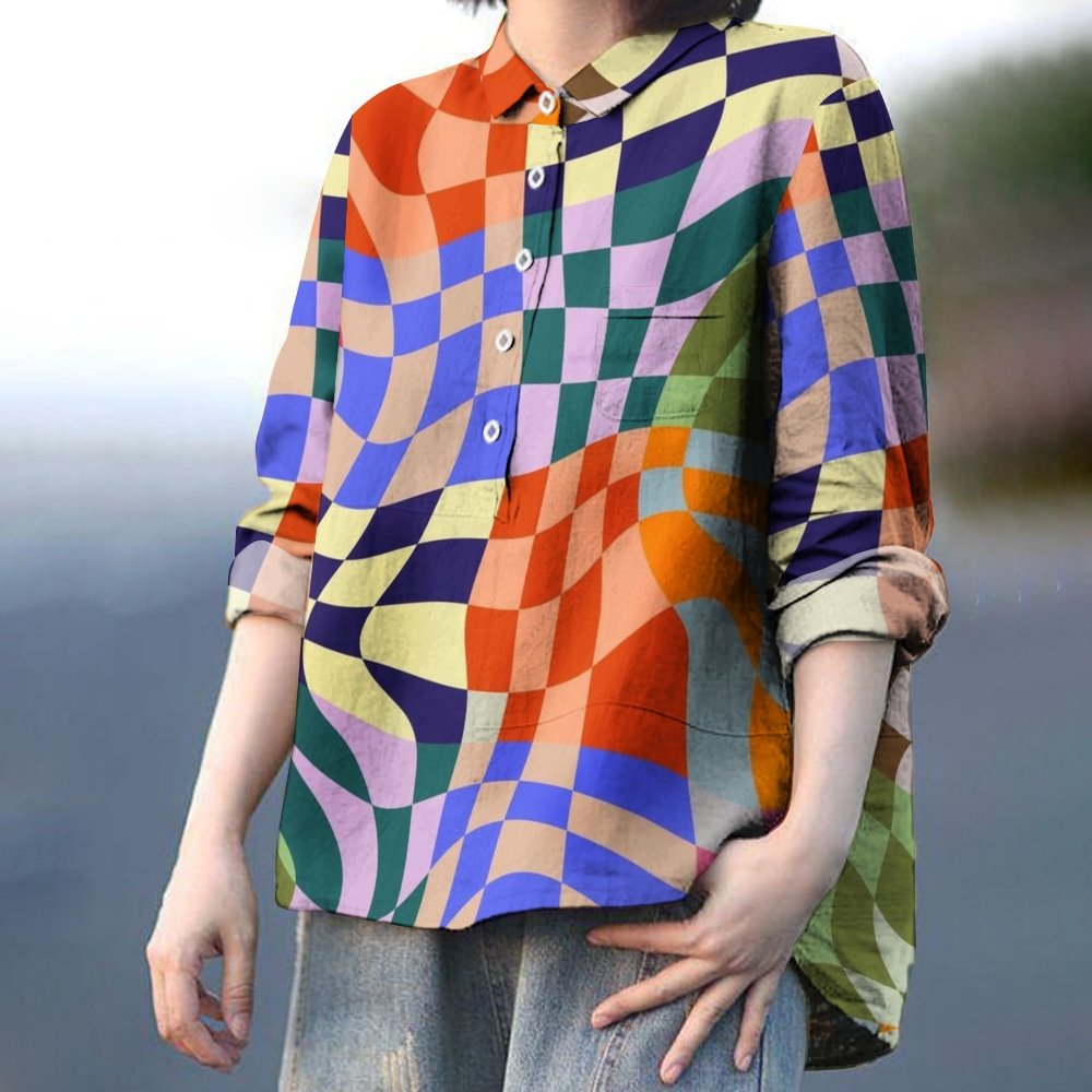 Women's Colorful Plaid Printed Casual Shirt