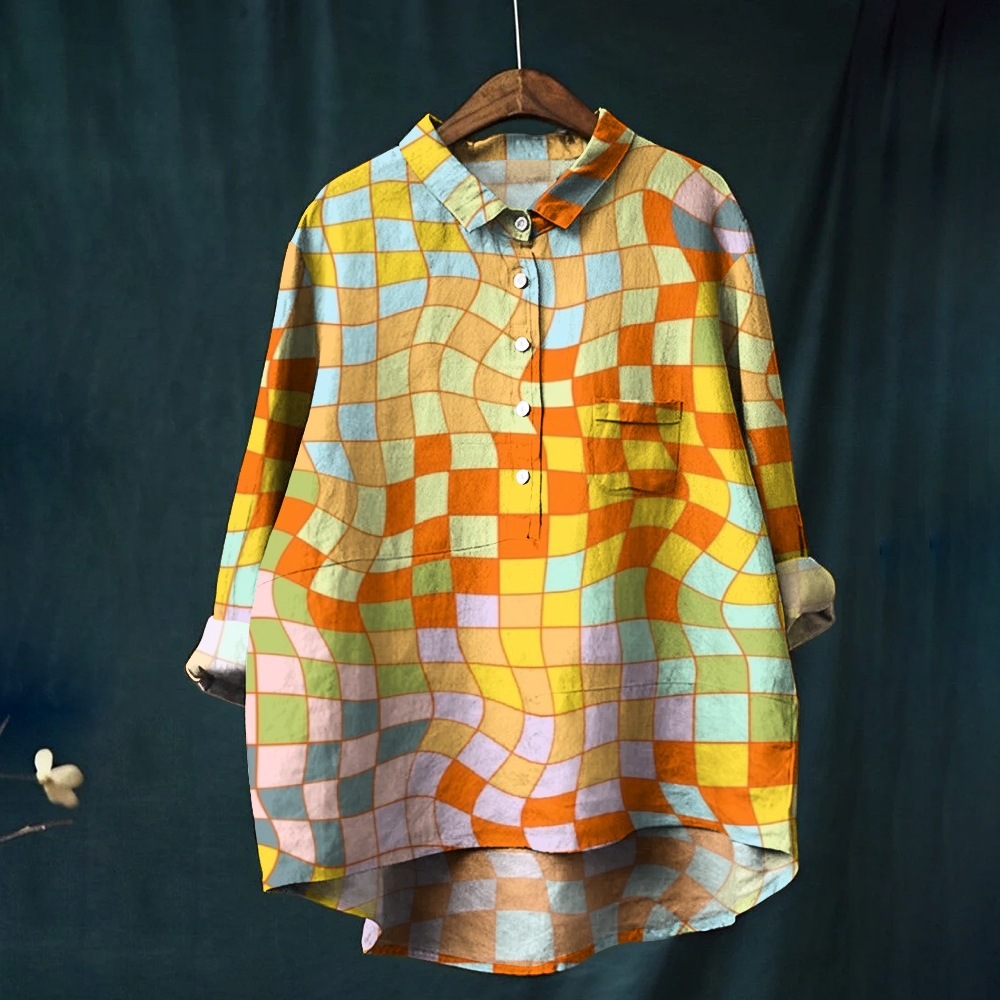 Women's Colorful Plaid Printed Casual Shirt