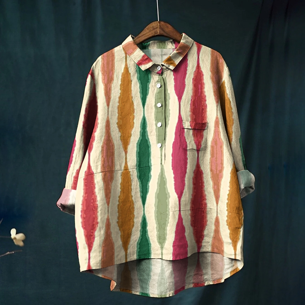 Women's Color Stripes Printed Casual Shirt