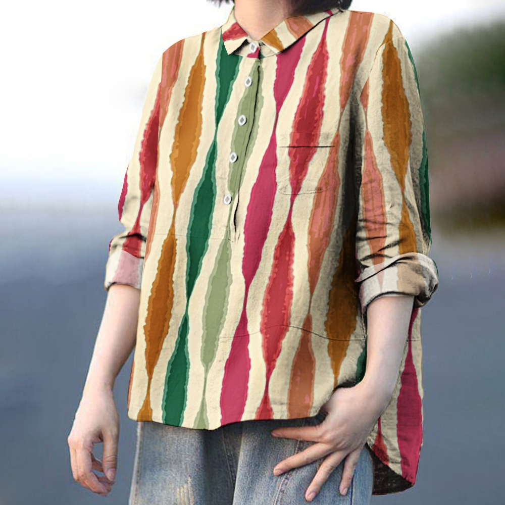 Women's Color Stripes Printed Casual Shirt
