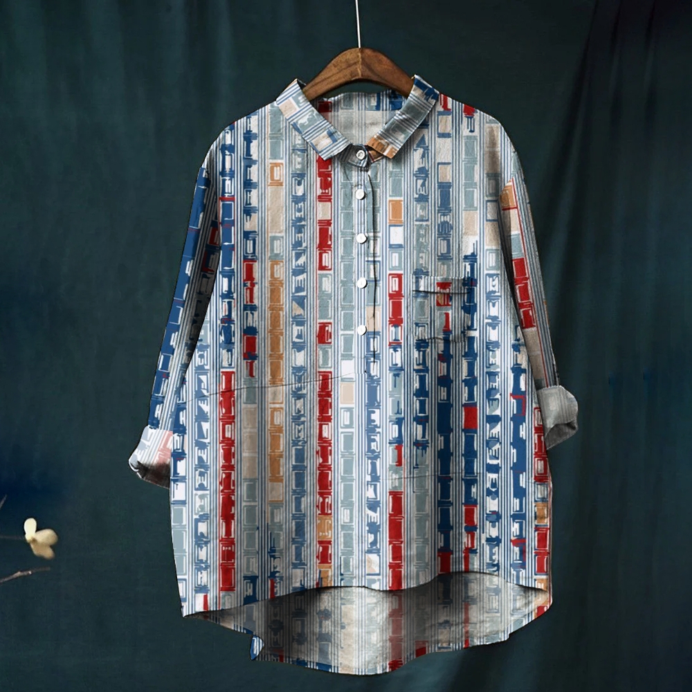 Women's Color Blocks Printed Casual Shirt