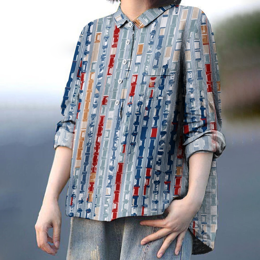 Women's Color Blocks Printed Casual Shirt