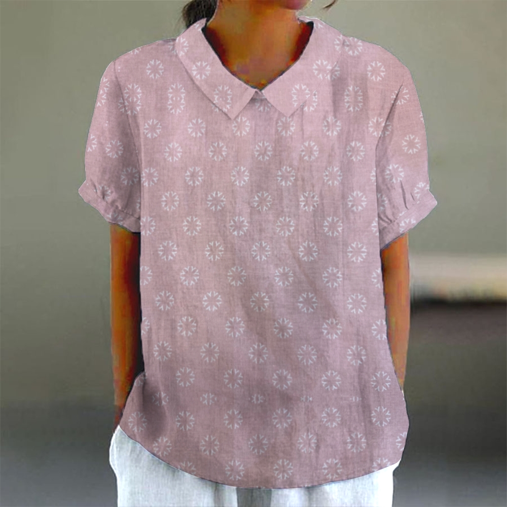 Women's Floral  Print Casual Cotton And Linen Shirt