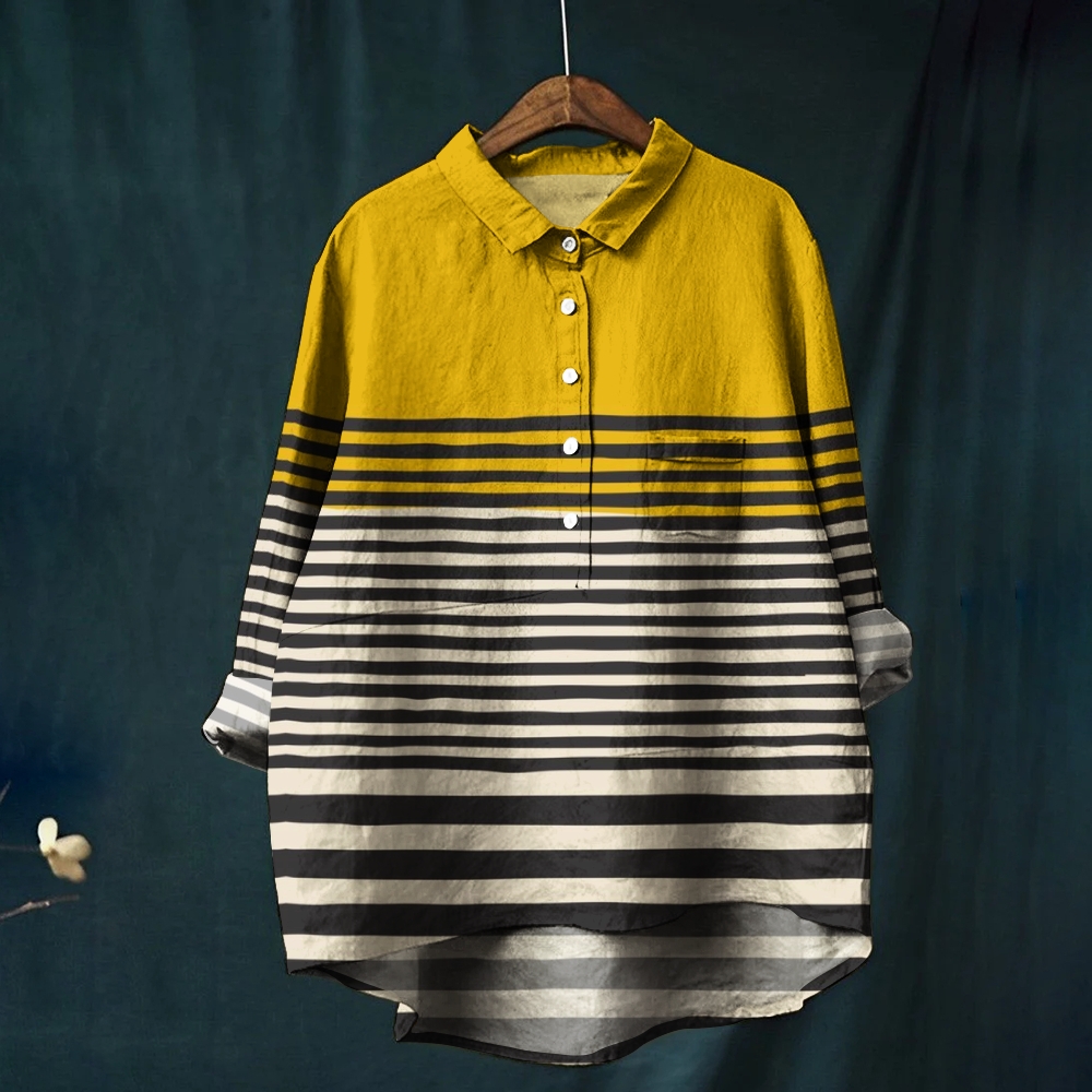 Women's Colorblock Stripe Printed Casual Shirt