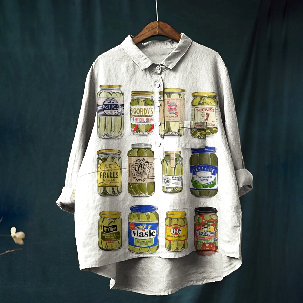 Women's Pickle Art Printed Casual Shirt