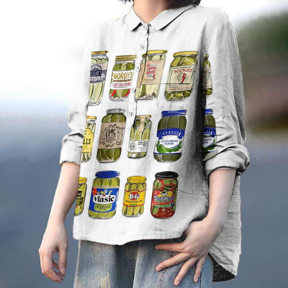 Women's Pickle Art Printed Casual Shirt