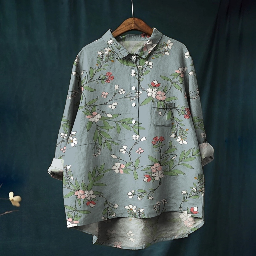 Women's Vintage Flower Printed Casual Shirt