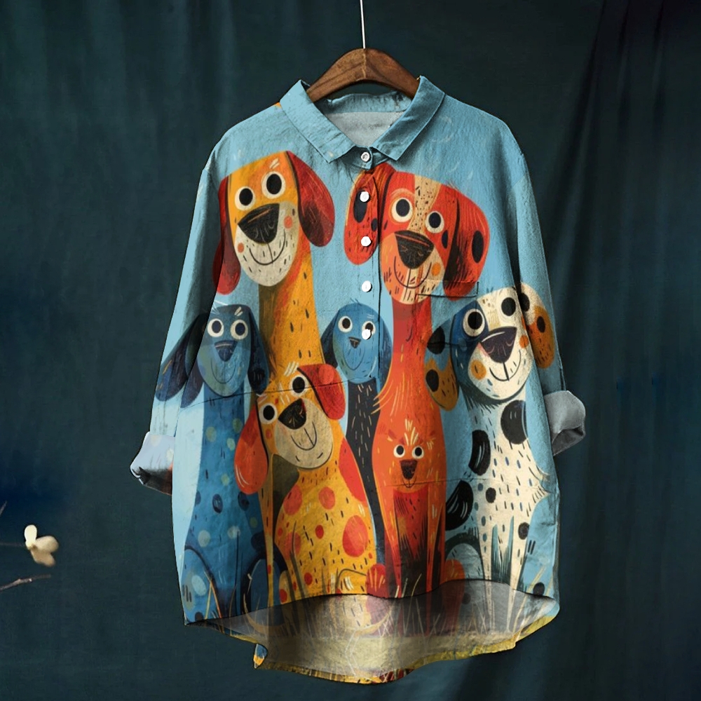 Women's Funny Dog Printed Casual Shirt