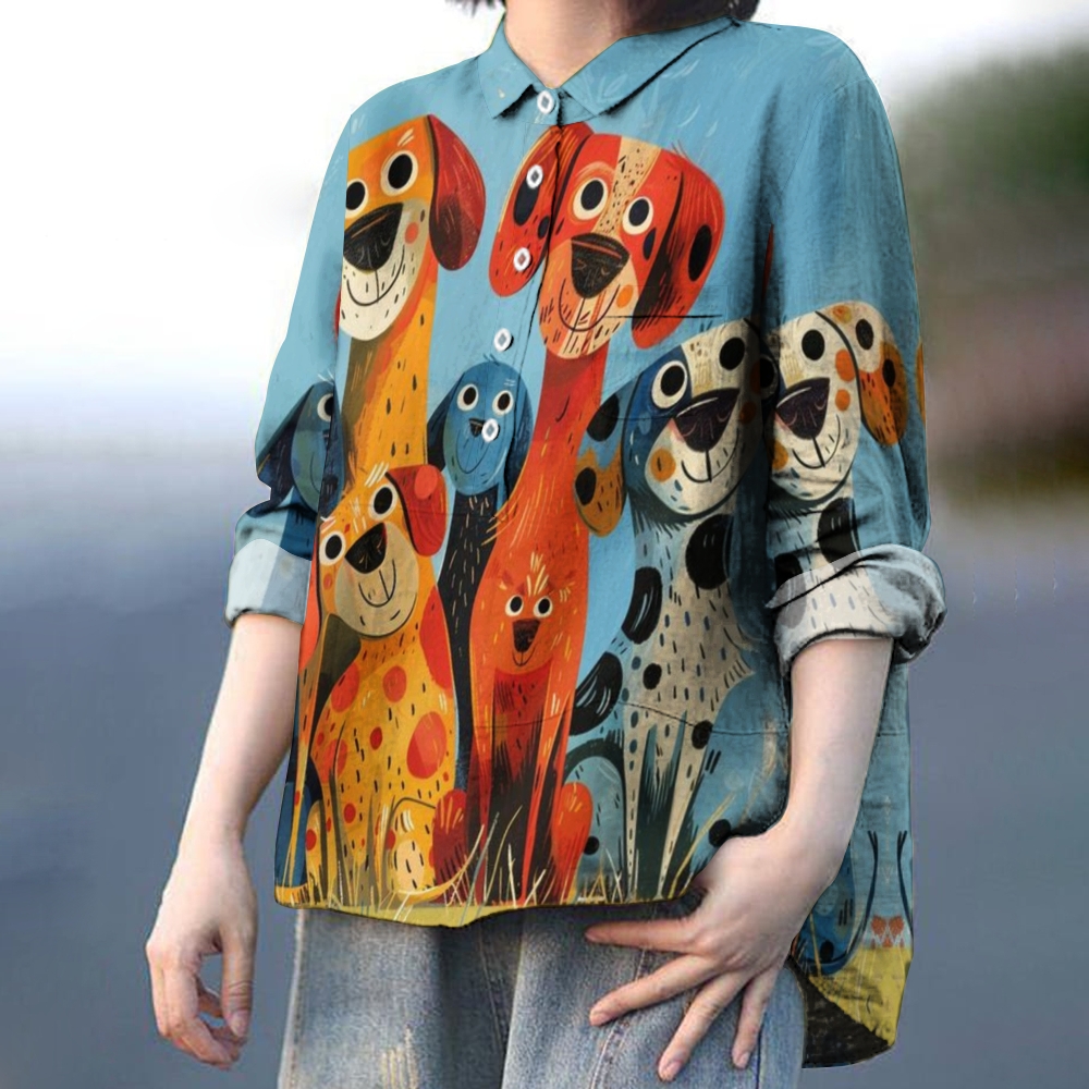 Women's Funny Dog Printed Casual Shirt